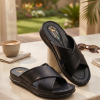 Ortho-Cuir Noir Mules  "Relax" H02